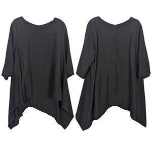 NICHE NILGUN DERMAN‎ asymmetrical hem Lagenlook comfortable black Tunic L
